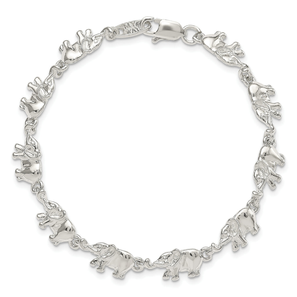 Sterling Silver Elephants Bracelet
