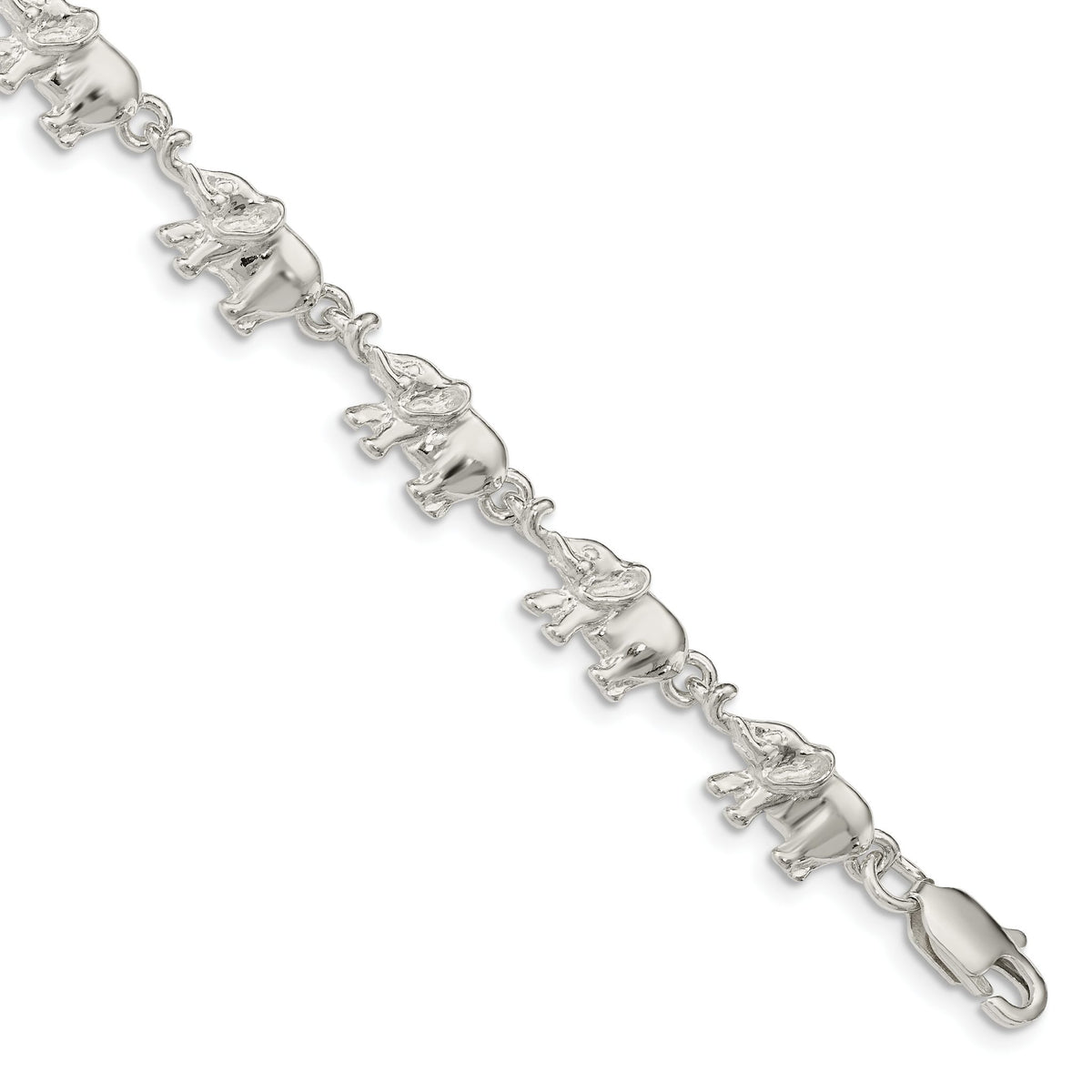 Elephant Themed Bracelet in Sterling Silver, 7mm, 7 Inch - Sophia Jewelers Main image
