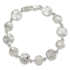 Sterling Silver Polished Seashells and Sand Dollars 7 inch Bracelet