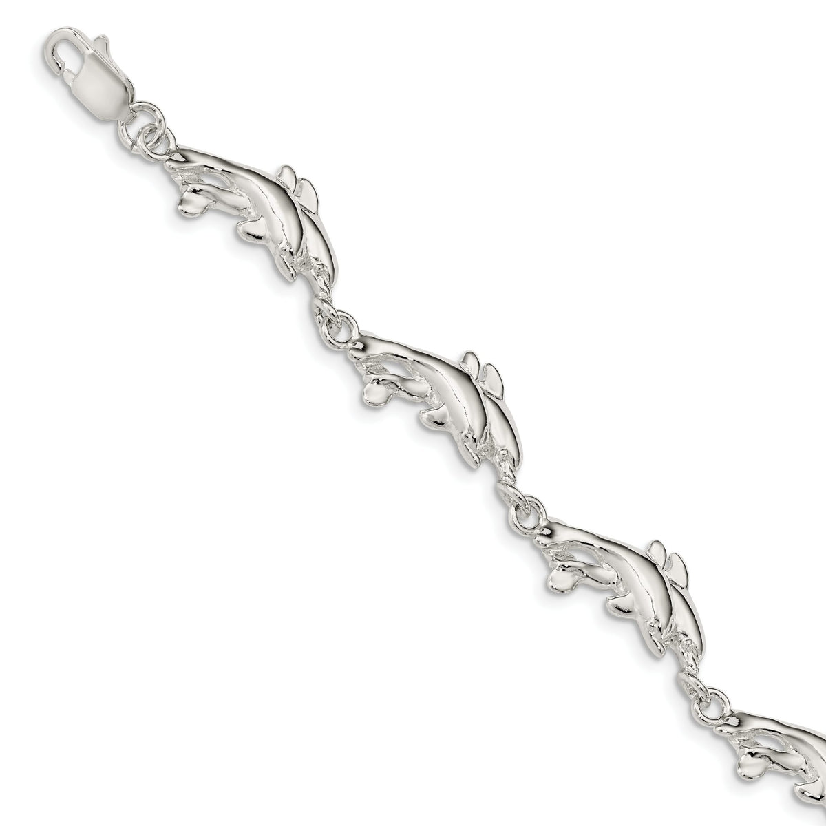 Dolphins Bracelet in Sterling Silver, 11mm, 7 Inch - Sophia Jewelers Main image