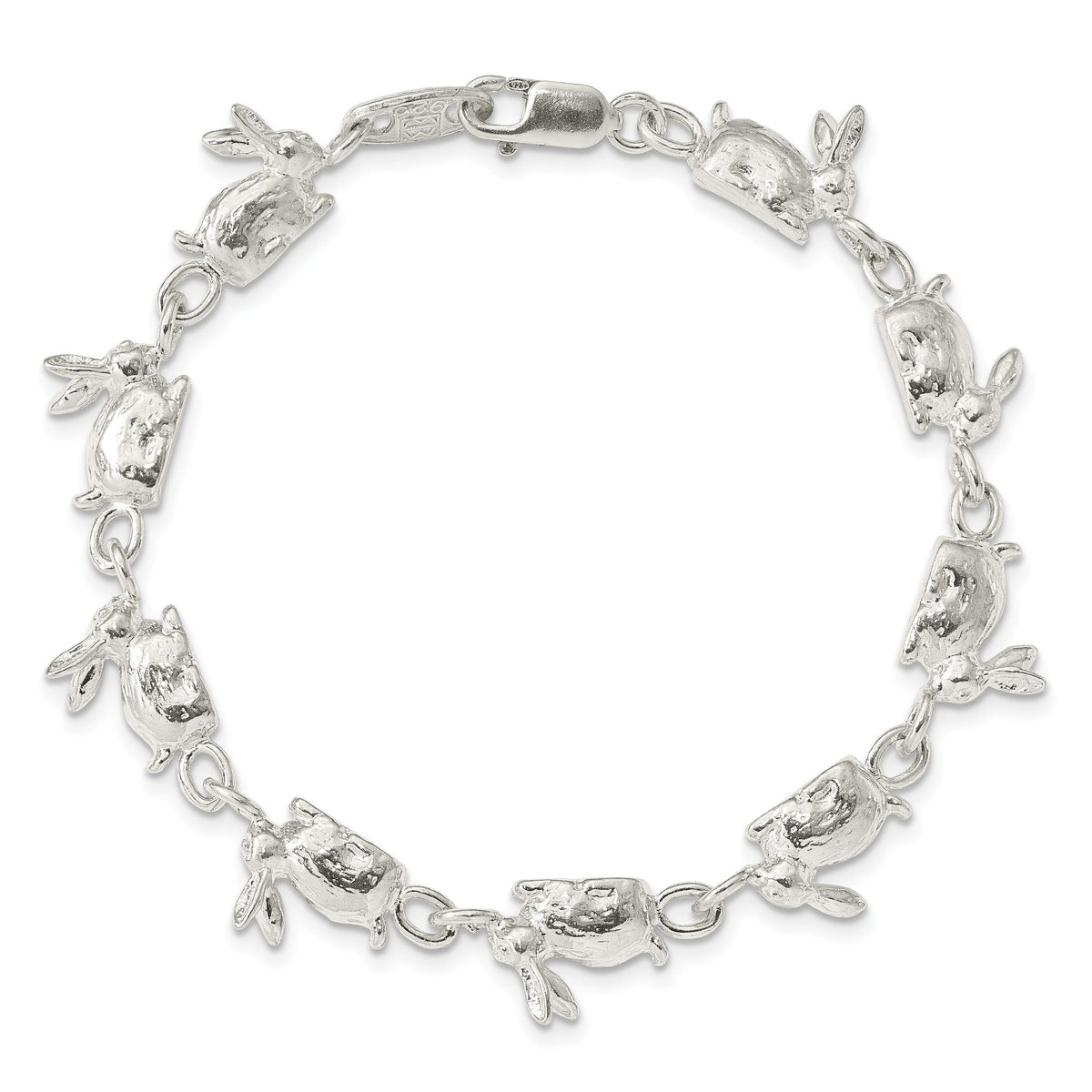 Rabbit Themed Bracelet in Sterling Silver, 9mm, 7 Inch - Sophia Jewelers