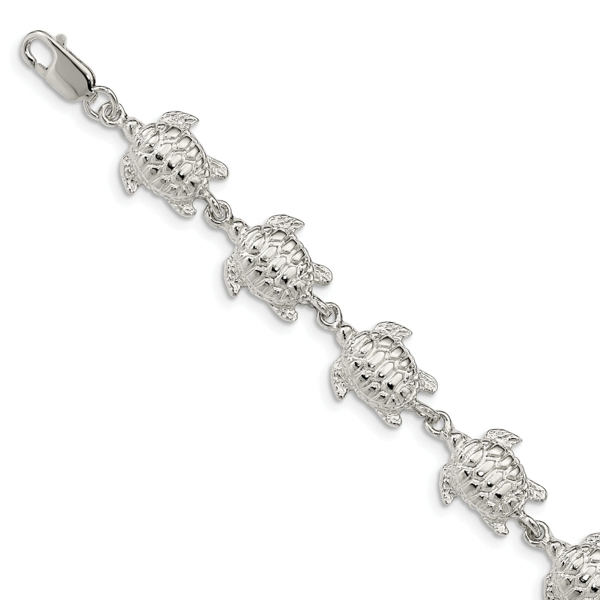 Sea Turtles Bracelet in Sterling Silver, 12mm, 7 Inch - Sophia Jewelers Main image
