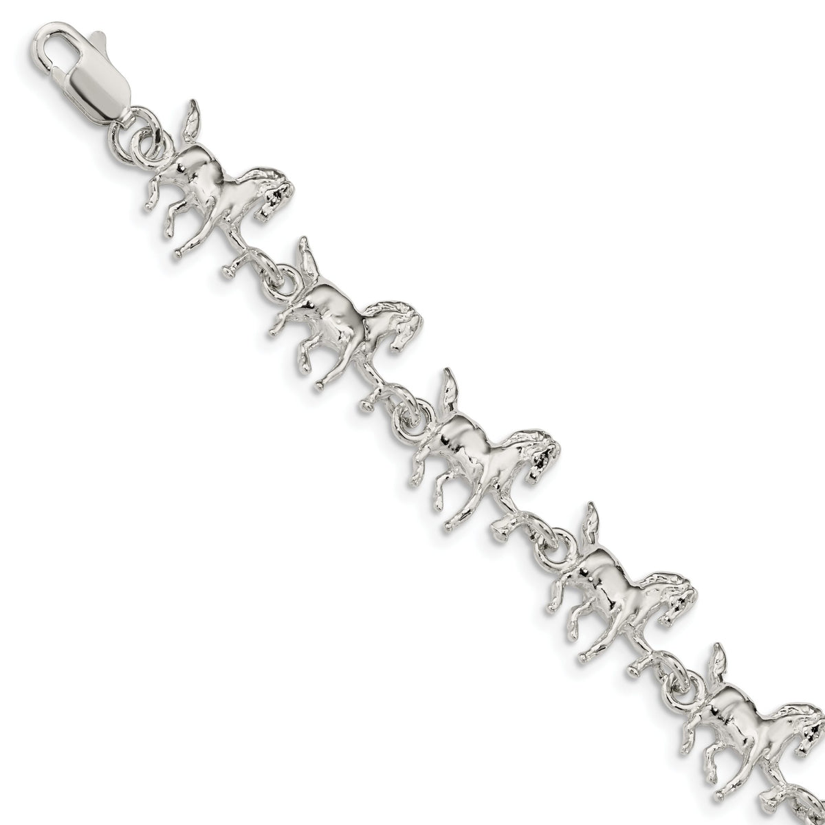 Horses Bracelet in Sterling Silver, 12mm, 7 Inch - Sophia Jewelers Main image