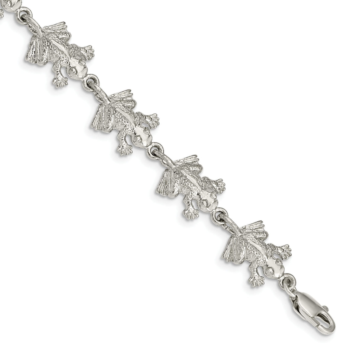 Frog Themed Bracelet in Sterling Silver, 11mm, 7 Inch - Sophia Jewelers Main image