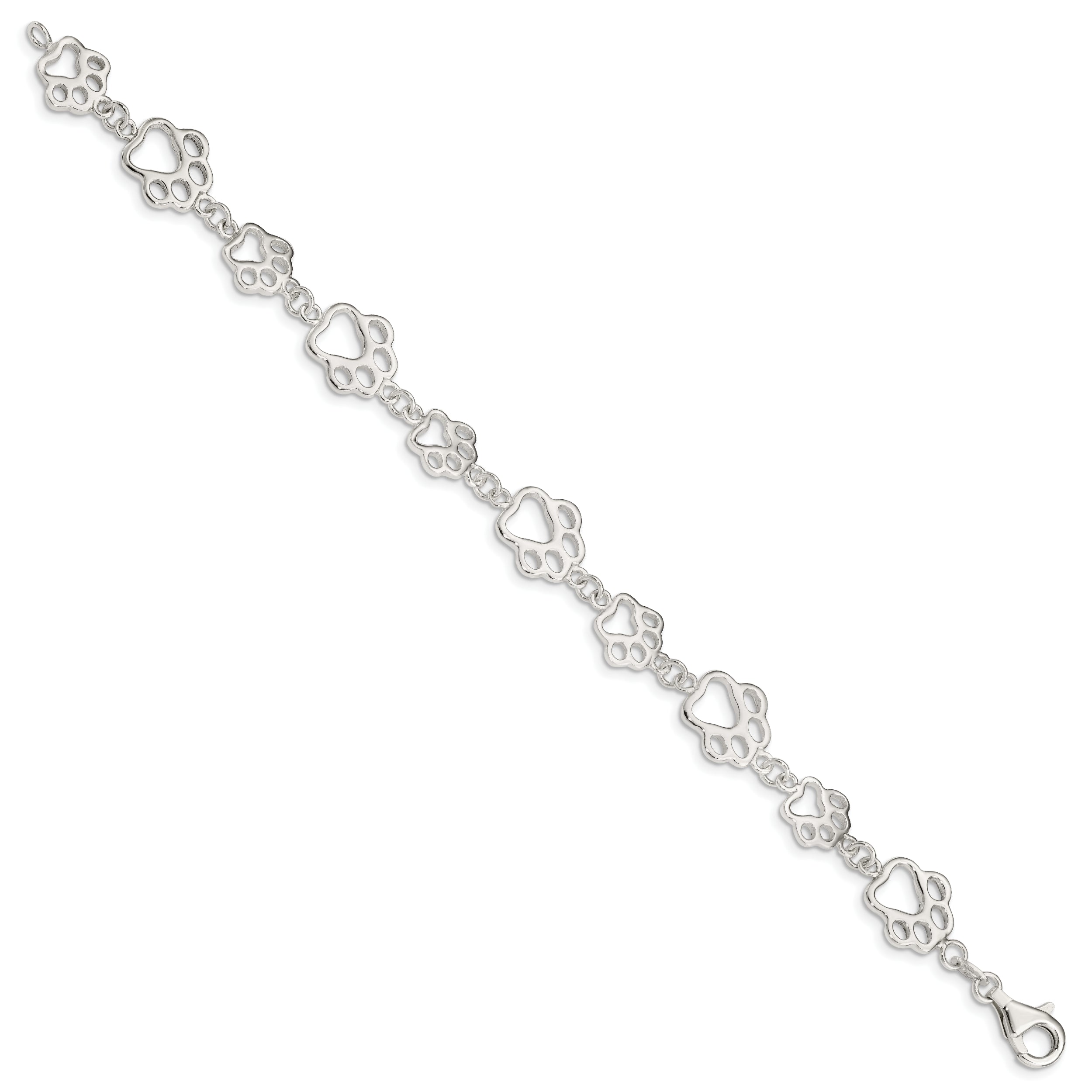 Sterling Silver Polished Paw Print Bracelet