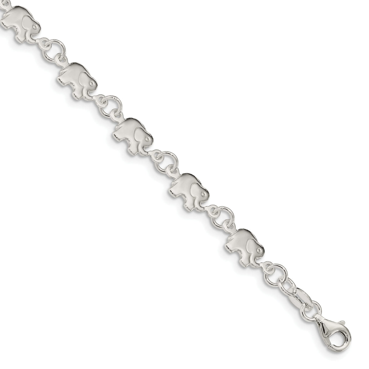 Elephants Bracelet in Sterling Silver, 7mm, 7.5 Inch - Sophia Jewelers Main image
