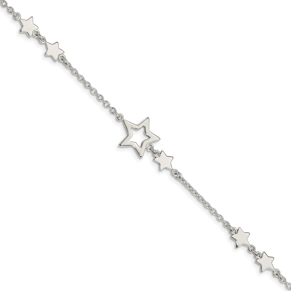 Stars Bracelet in Sterling Silver, 14mm, 7.5 Inch - Sophia Jewelers Main image