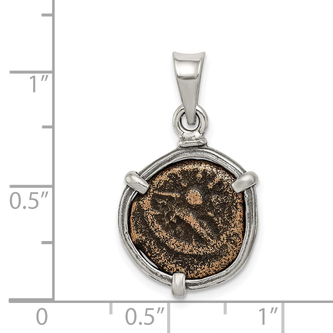 Ancient Coins Sterling Silver and Bronze Antiqued Widow's Mite Coin Pendant with a Certificate of Authenticity
