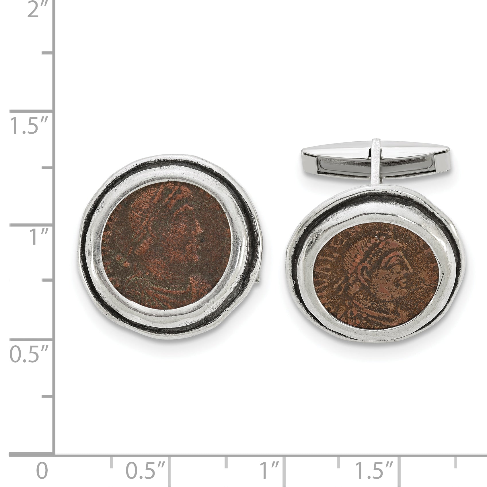 Sterling Silver Antiqued Roman Coin Cuff Links Secondary image