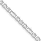 Sterling Silver Rhodium-plated 3.75mm Figaro Anchor Chain