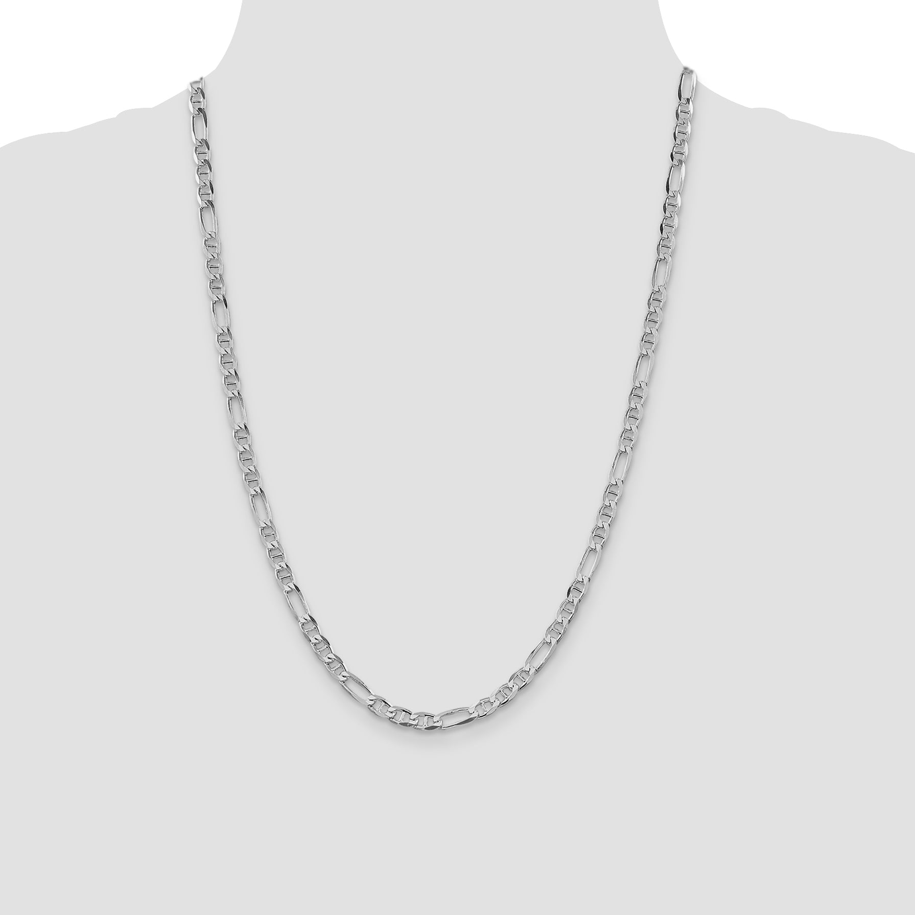 Sterling Silver Rhodium-plated 4.5mm Figaro Anchor Chain