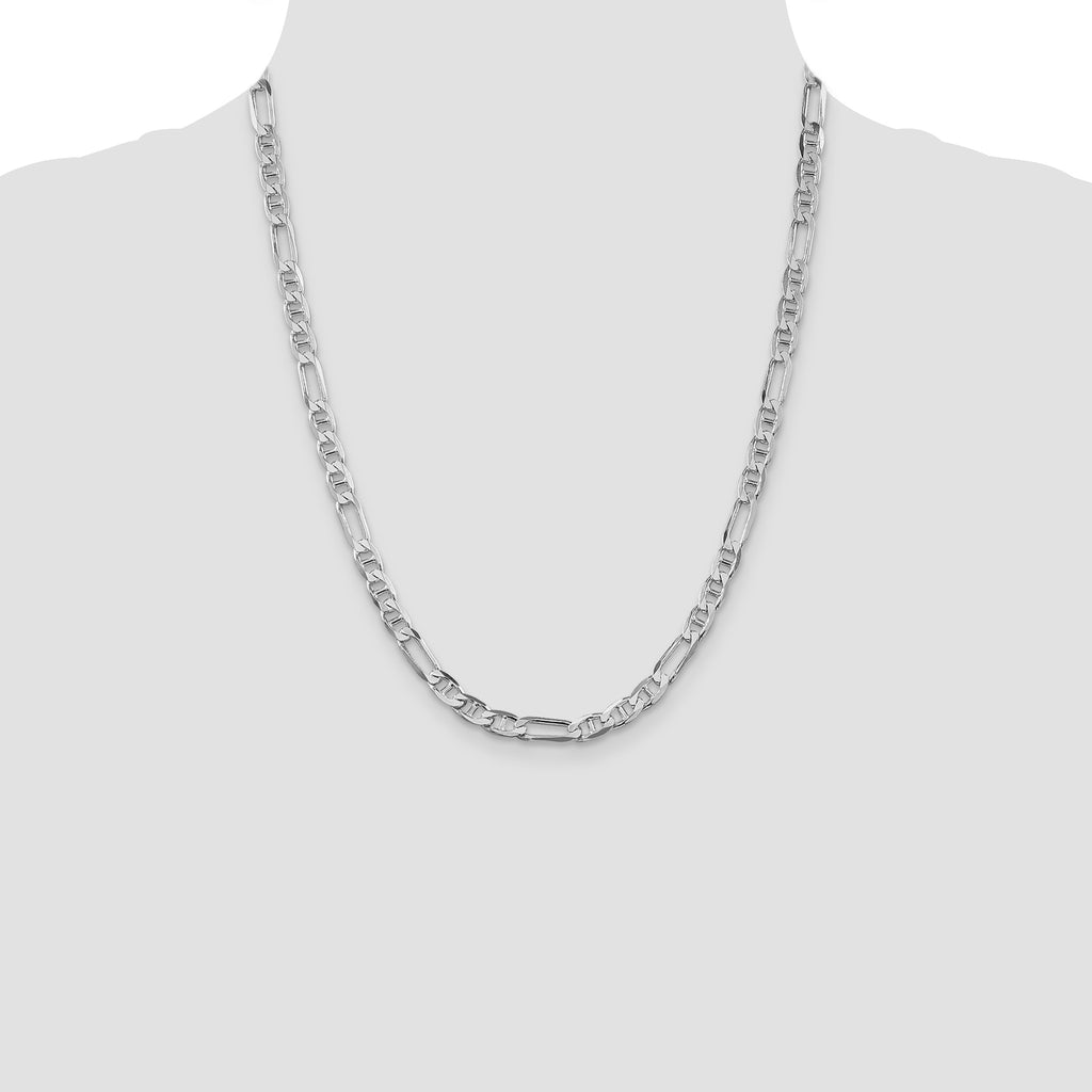 Sterling Silver Rhodium-plated 5.5mm Figaro Anchor Chain
