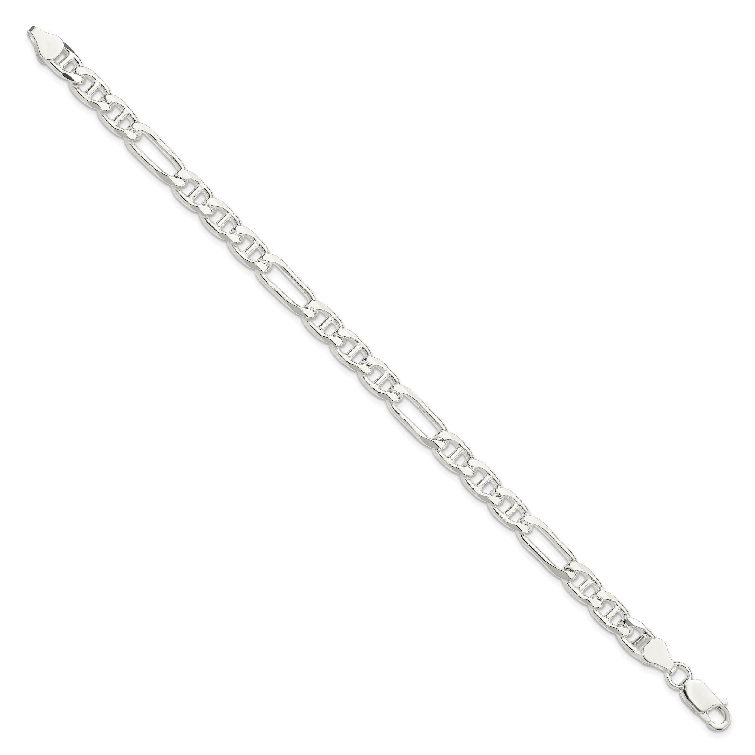 Figaro Anchor Chain Bracelet in Sterling Silver, 6.5mm Secondary image
