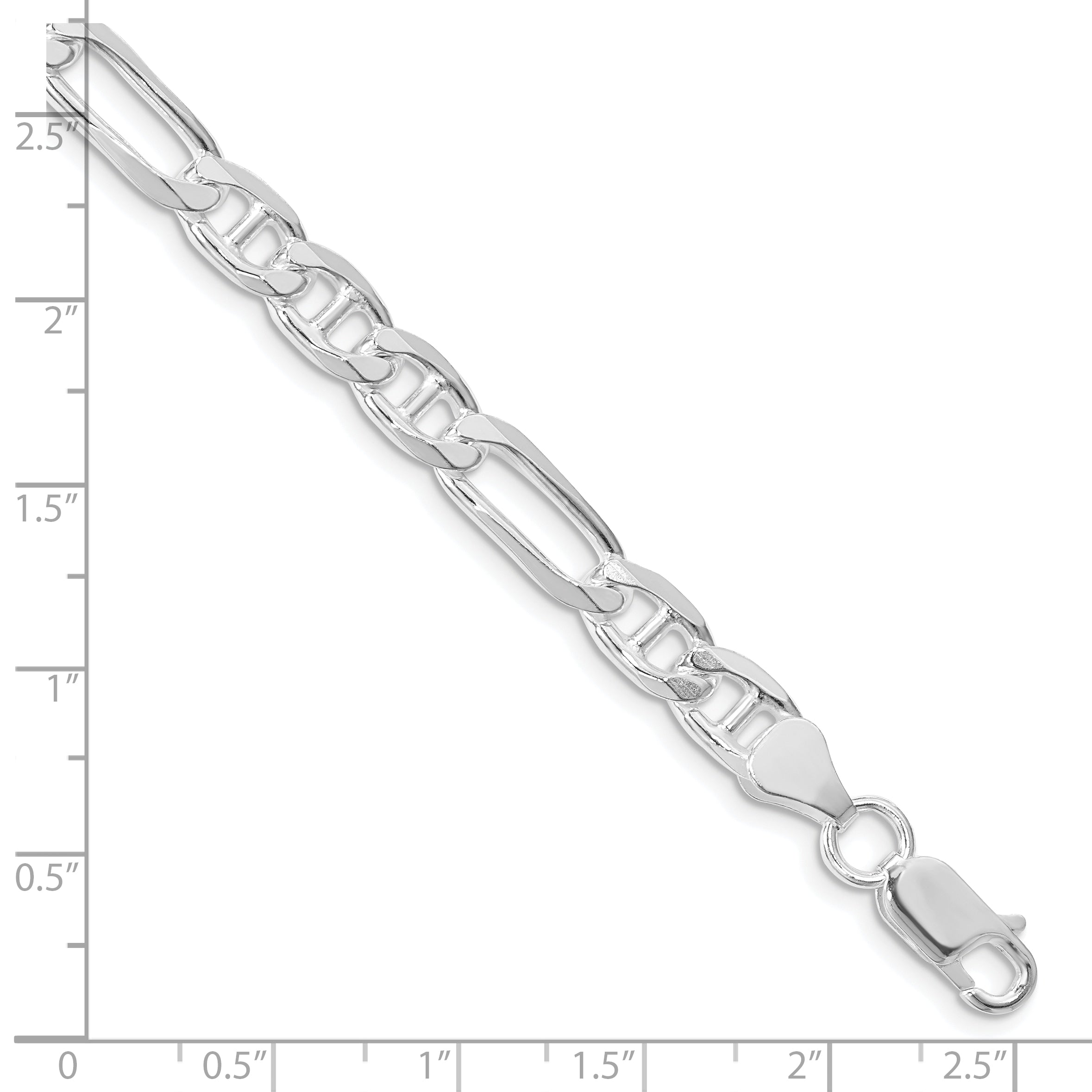 Sterling Silver Rhodium-plated 6.5mm Figaro Anchor Chain Secondary image