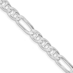 Sterling Silver Rhodium-plated 6.5mm Figaro Anchor Chain, 8–24 Inch - Sophia Jewelers