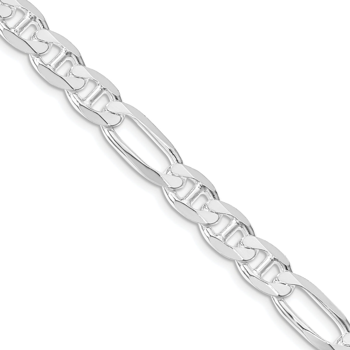 Sterling Silver Rhodium-plated 7.5mm Figaro Anchor Chain, 8–24 Inch - Sophia Jewelers