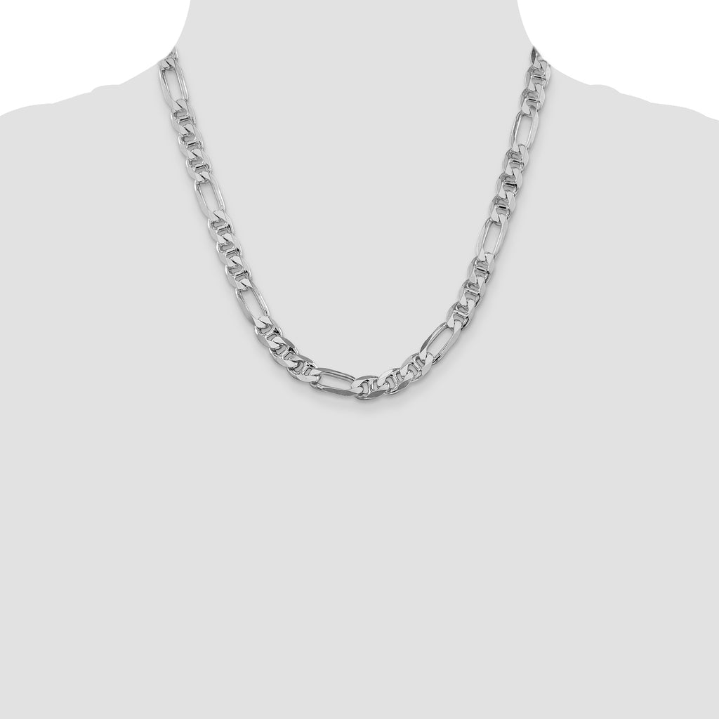 Sterling Silver Rhodium-plated 8.25mm Figaro Anchor Chain