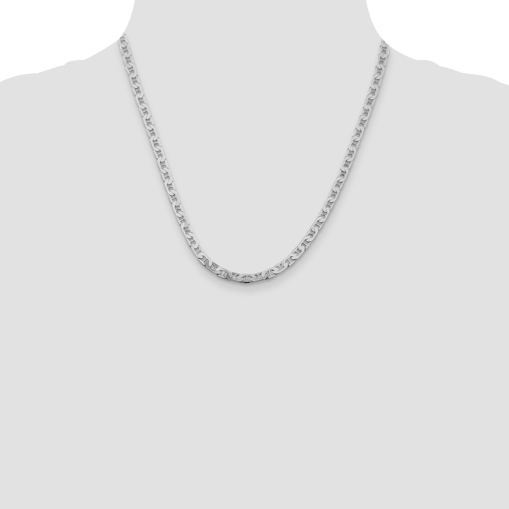 Sterling Silver Rhodium-plated 4.5mm Flat Anchor Chain
