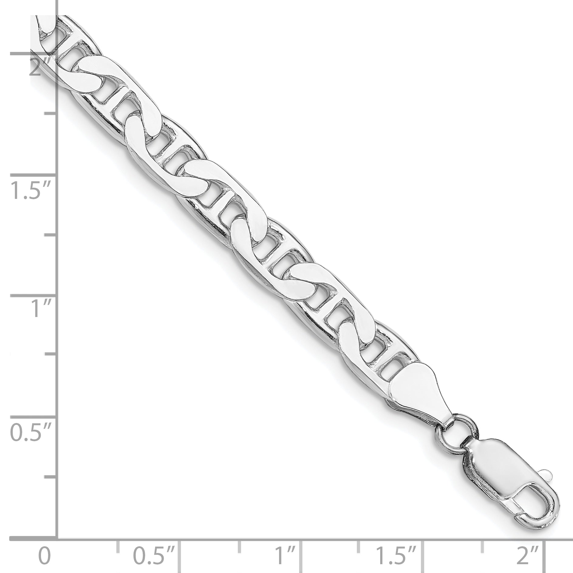 Sterling Silver Rhodium-plated 6.5mm Flat Anchor Chain