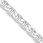 Sterling Silver Rhodium-plated 9.5mm Flat Anchor Chain, 8–24 Inch - Sophia Jewelers