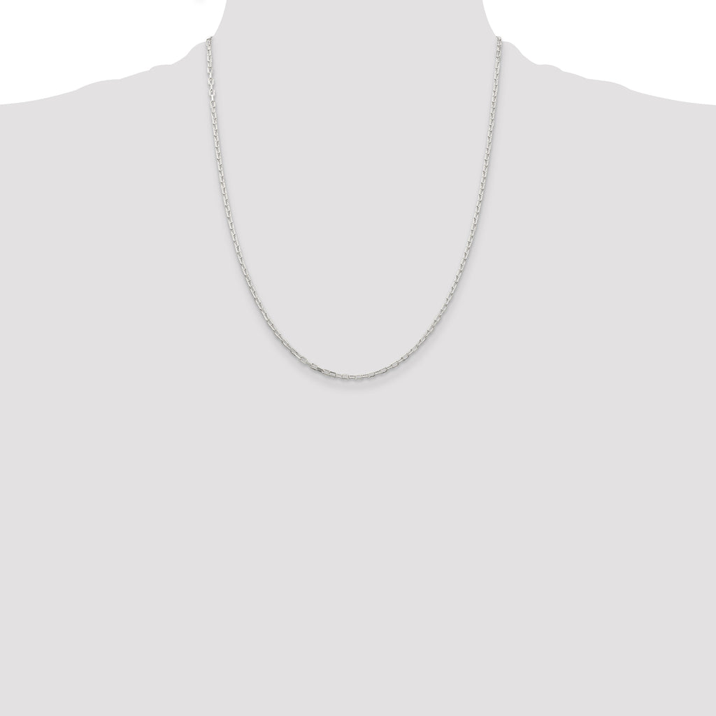 Sterling Silver 2.2mm Diamond-cut Long Link Cable Chain