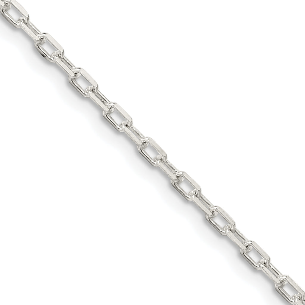 Sterling Silver 2.2mm Diamond-cut Long Link Cable Chain