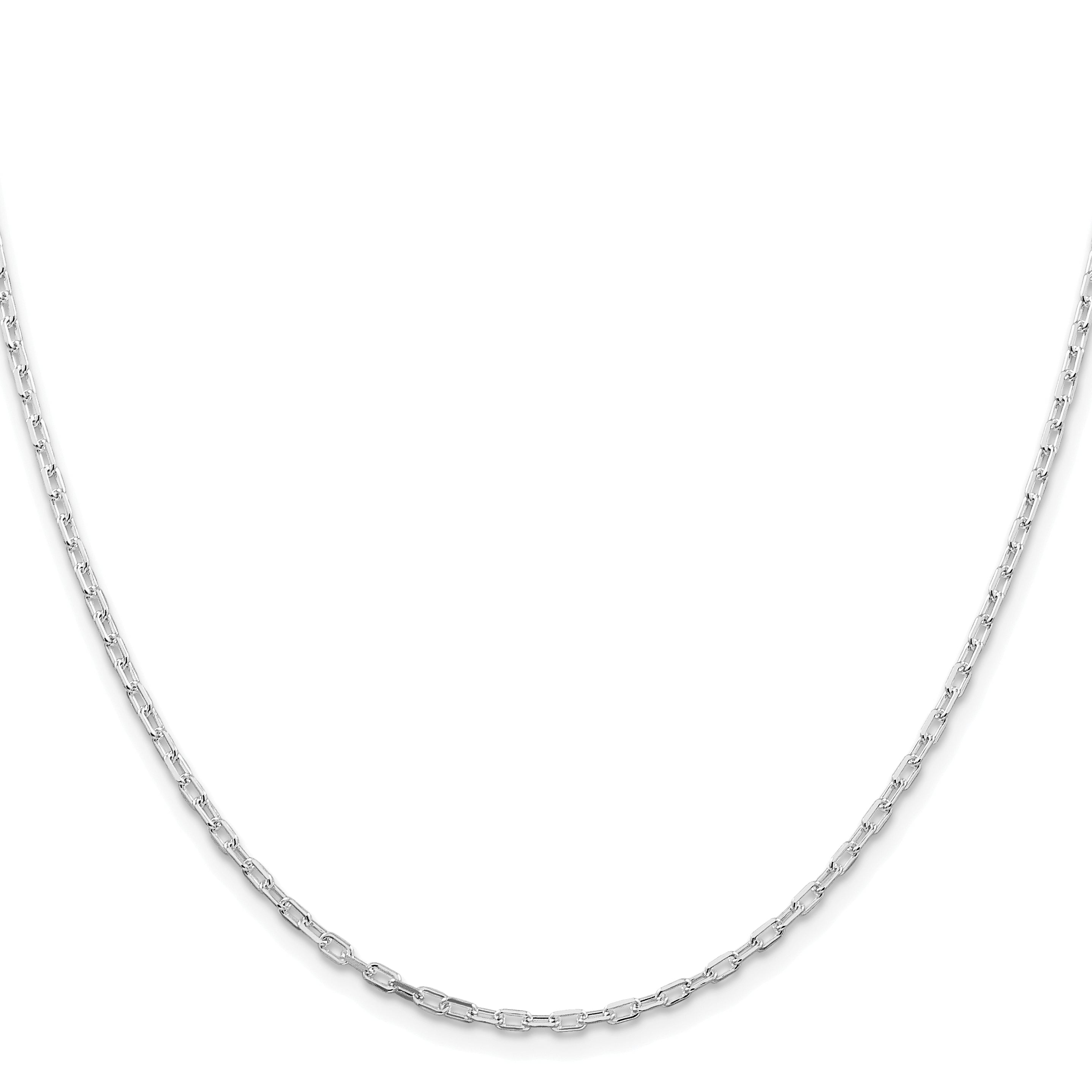 Sterling Silver Rhodium-plated 2.2mm Diamond-Cut Long Link Cable Chain