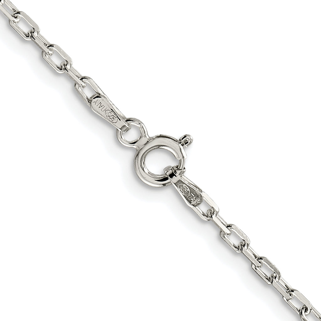 Sterling Silver Rhodium-plated 2.2mm Diamond-cut Long Link Cable Chain