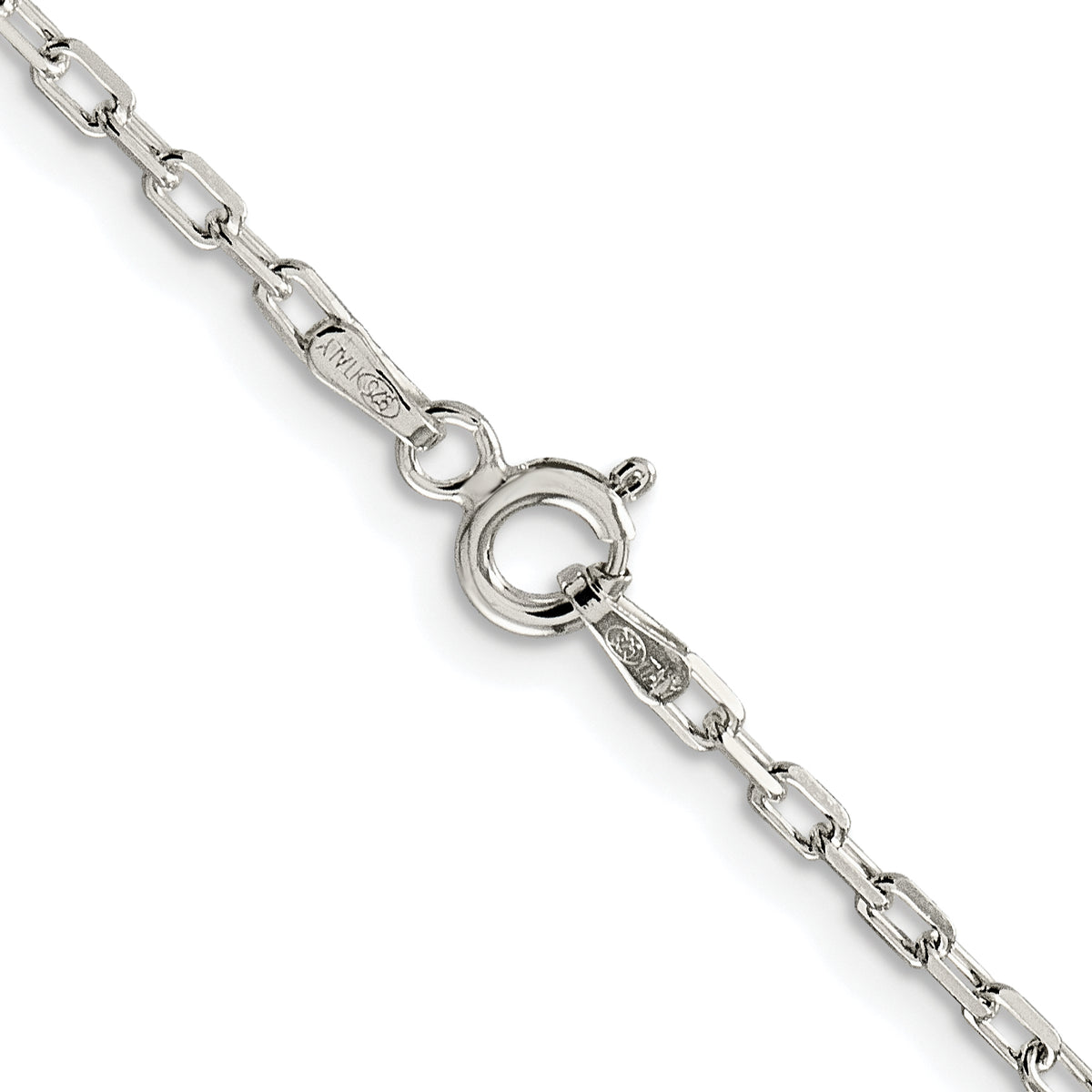 Sterling Silver Rhodium-plated 2.2mm Diamond-cut Long Link Cable Chain