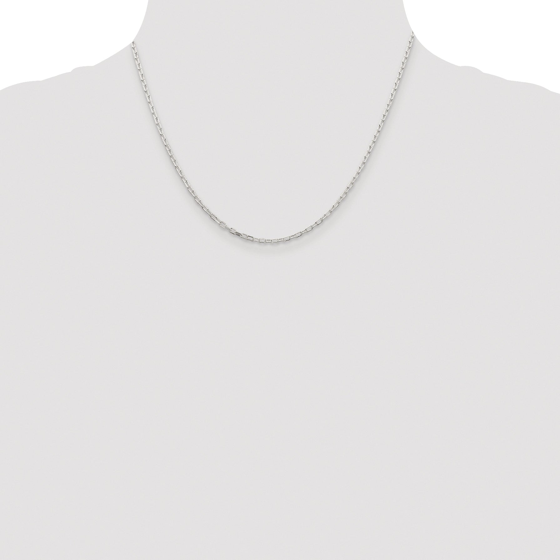 Sterling Silver Rhodium-plated 2.2mm Diamond-Cut Long Link Cable Chain