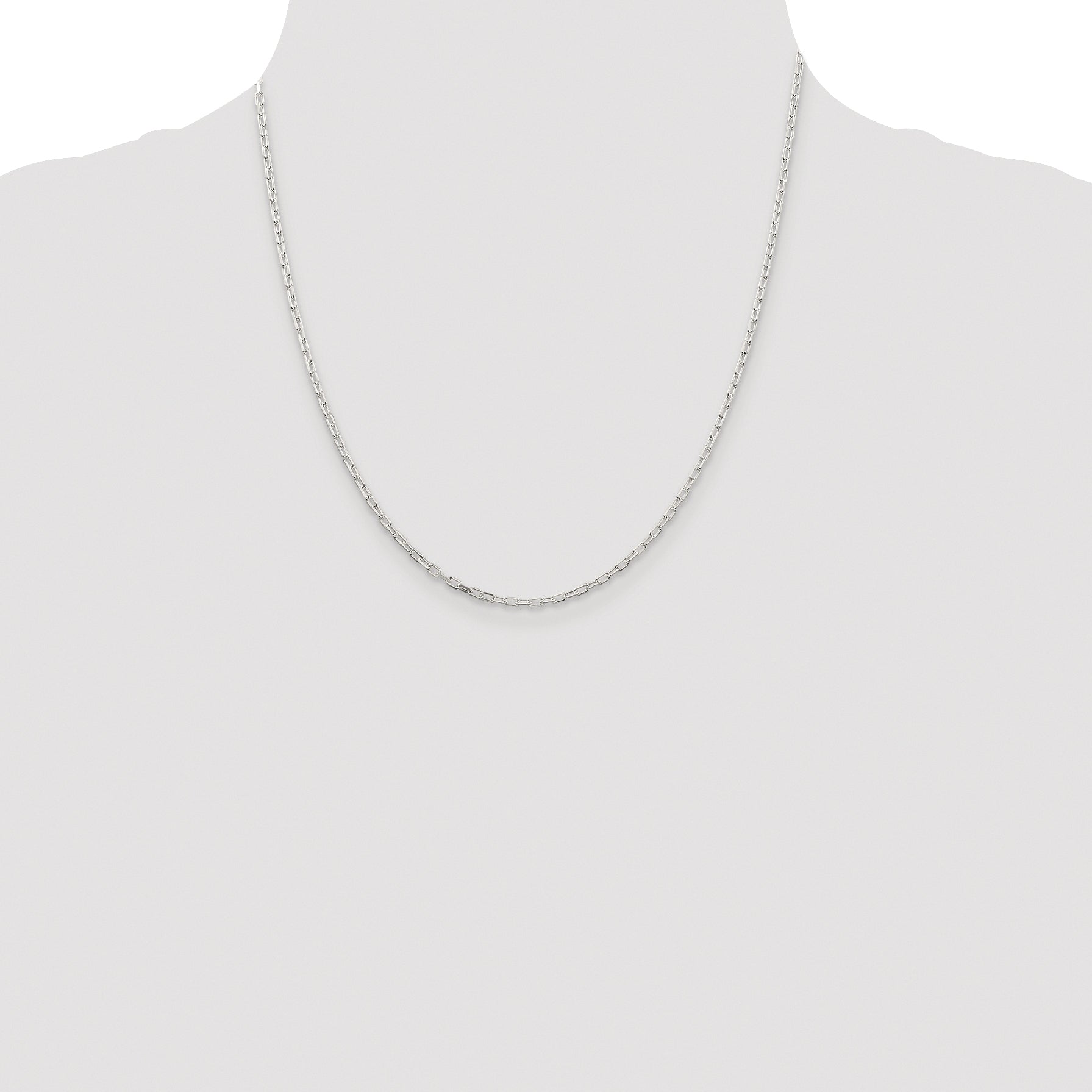 Sterling Silver Rhodium-plated 2.2mm Diamond-cut Long Link Cable Chain