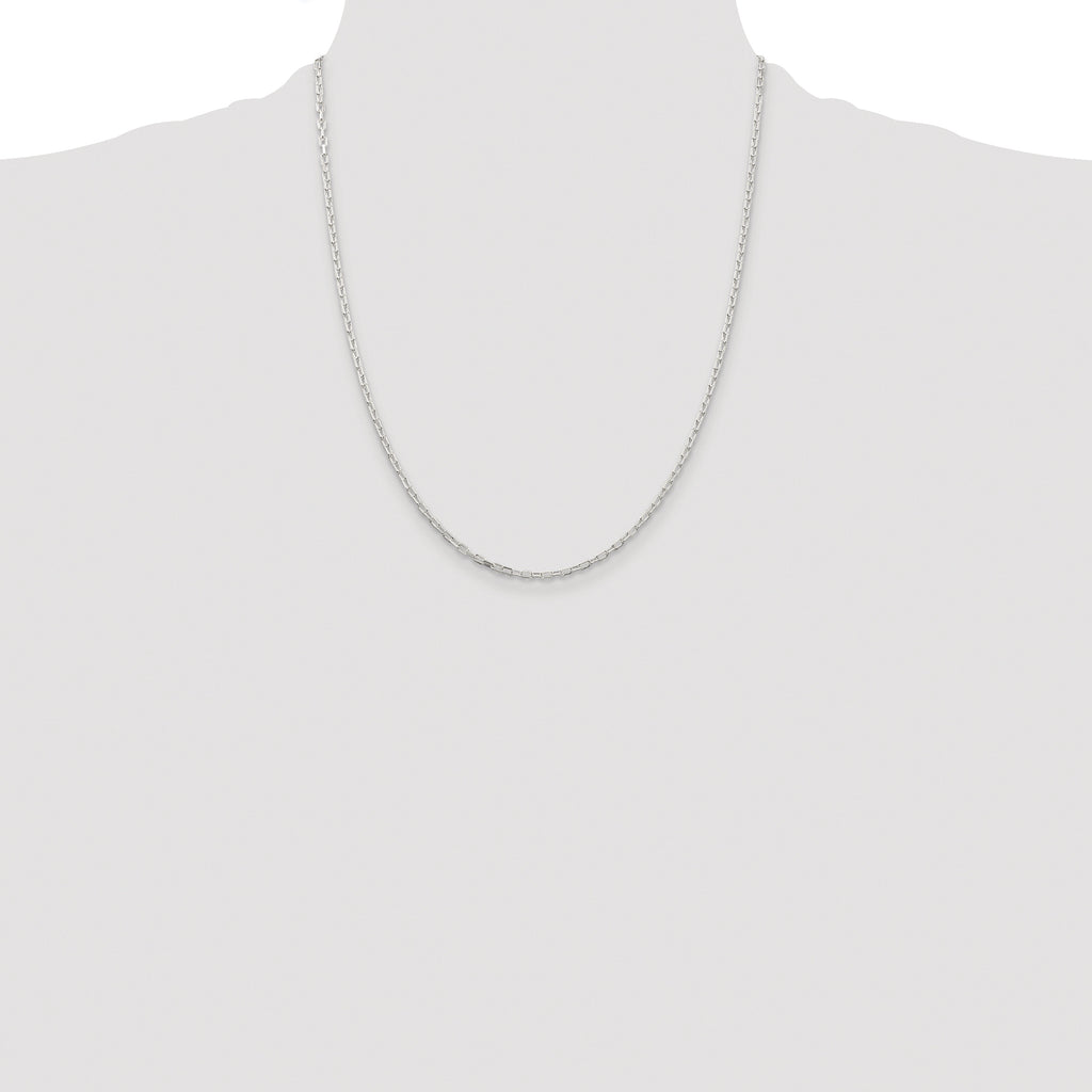Sterling Silver Rhodium-plated 2.2mm Diamond-Cut Long Link Cable Chain