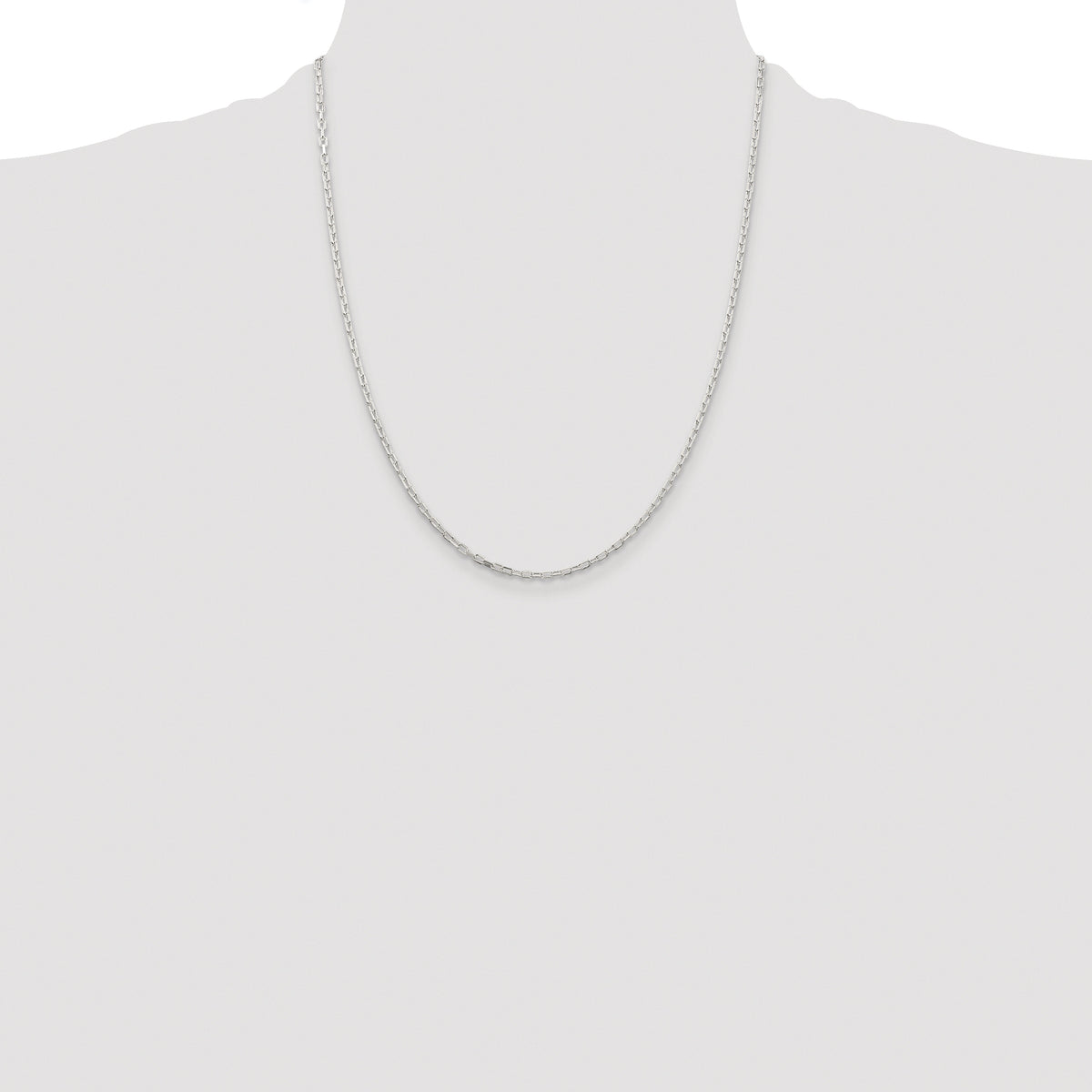 Sterling Silver Rhodium-plated 2.2mm Diamond-cut Long Link Cable Chain