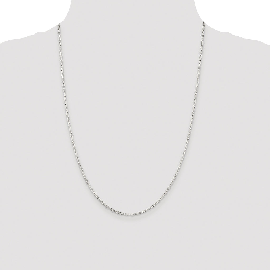 Sterling Silver Rhodium-plated 2.2mm Diamond-Cut Long Link Cable Chain
