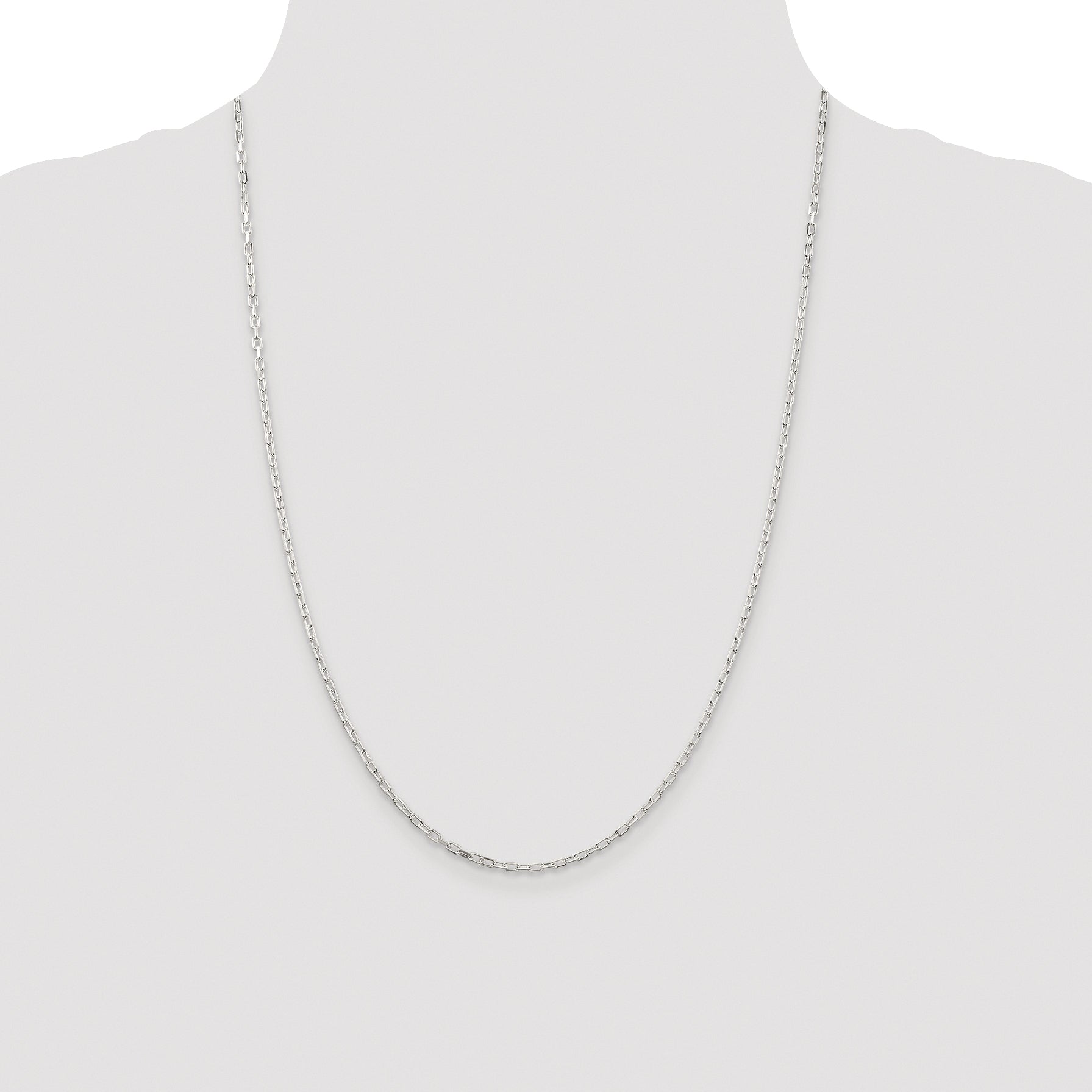 Sterling Silver Rhodium-plated 2.2mm Diamond-Cut Long Link Cable Chain
