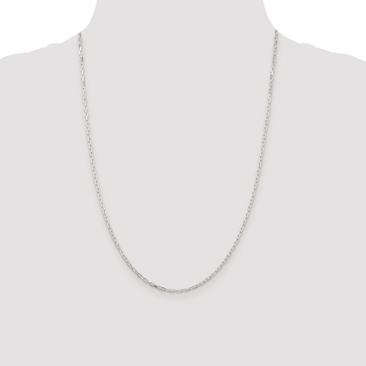 Sterling Silver Rhodium-plated 2.2mm Diamond-cut Long Link Cable Chain