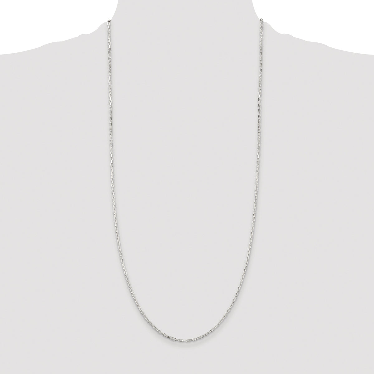 Sterling Silver Rhodium-plated 2.2mm Diamond-cut Long Link Cable Chain