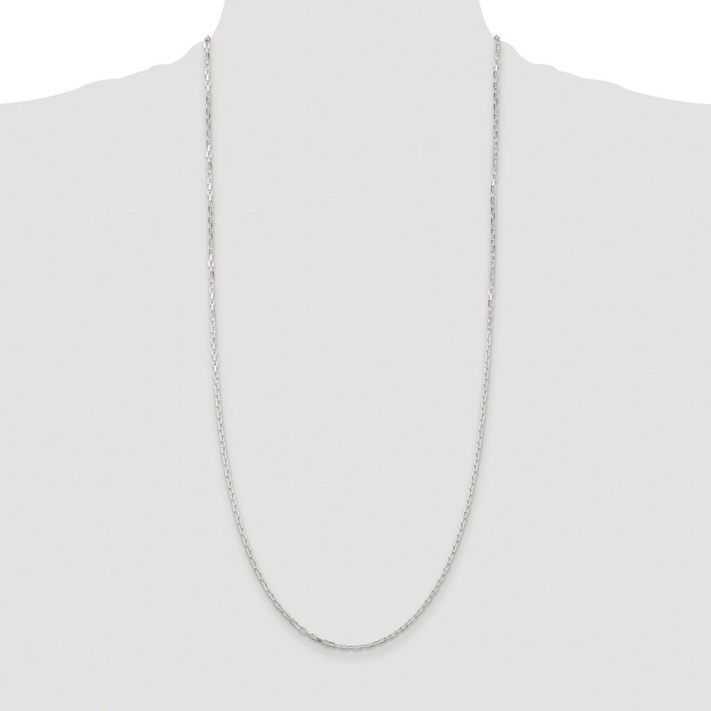 Sterling Silver Rhodium-plated 2.2mm Diamond-cut Long Link Cable Chain