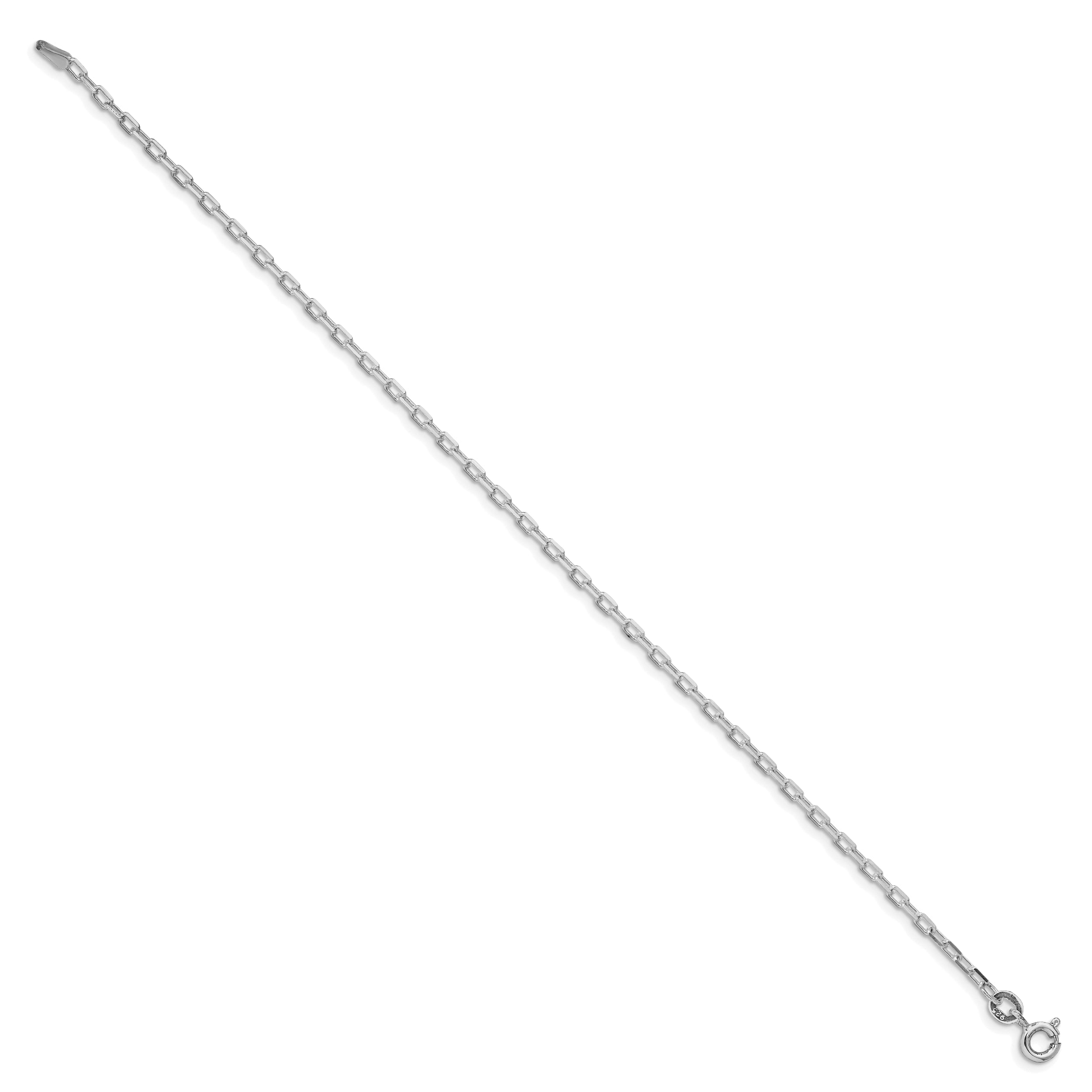Sterling Silver Rhodium-plated 2.2mm Diamond-cut Long Link Cable Chain