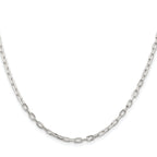 Sterling Silver Rhodium-plated 2.9mm Diamond-Cut Long Link Cable Chain