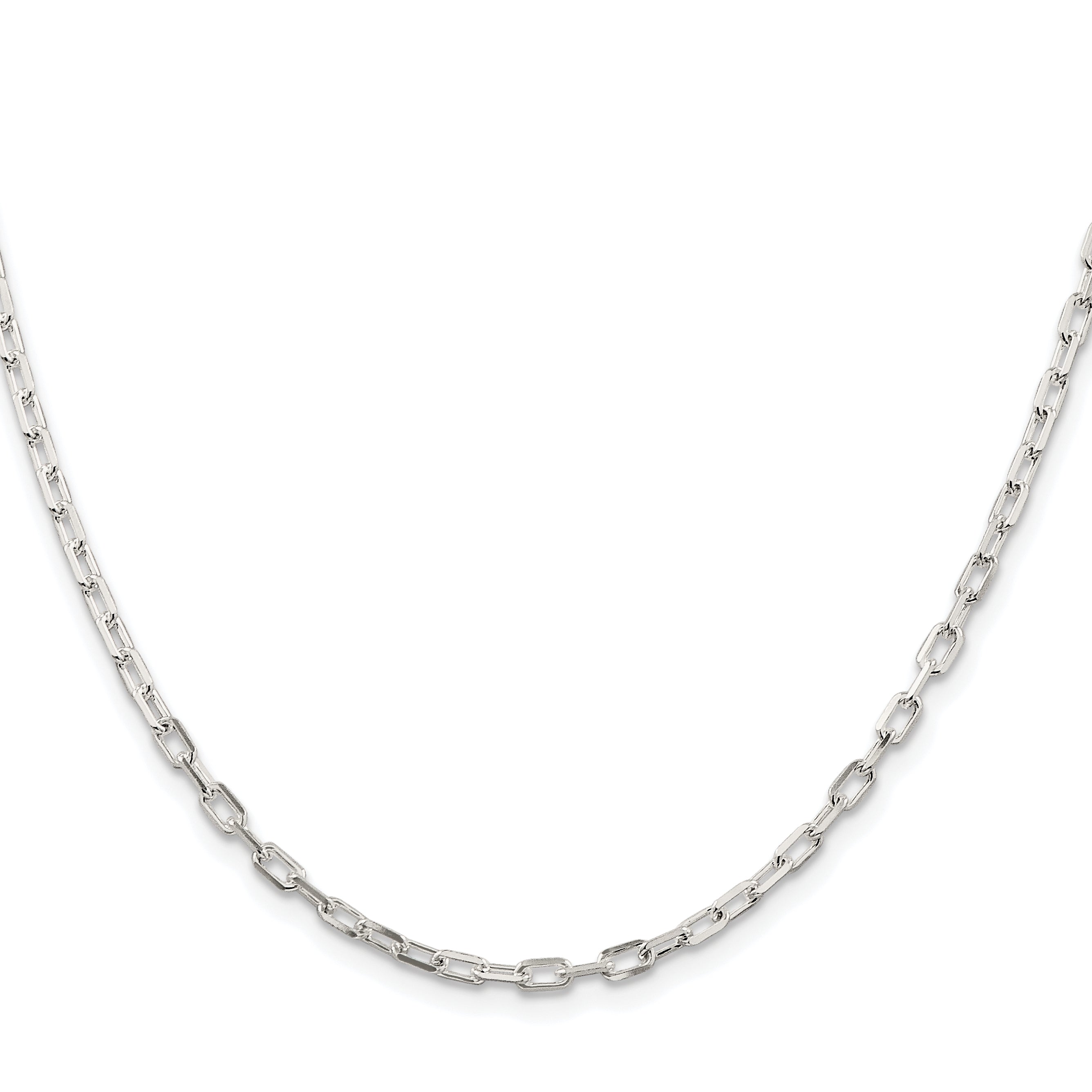 Sterling Silver Rhodium-plated 2.9mm Diamond-Cut Long Link Cable Chain