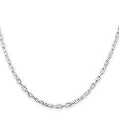 Sterling Silver Rhodium-plated 2.9mm Diamond-cut Long Link Cable Chain