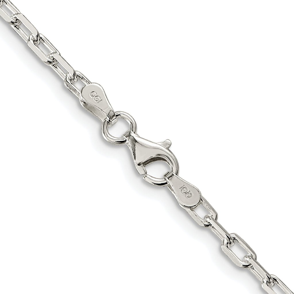 Sterling Silver Rhodium-plated 2.9mm Diamond-Cut Long Link Cable Chain