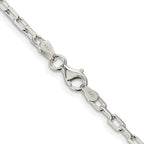 Sterling Silver Rhodium-plated 2.9mm Diamond-Cut Long Link Cable Chain