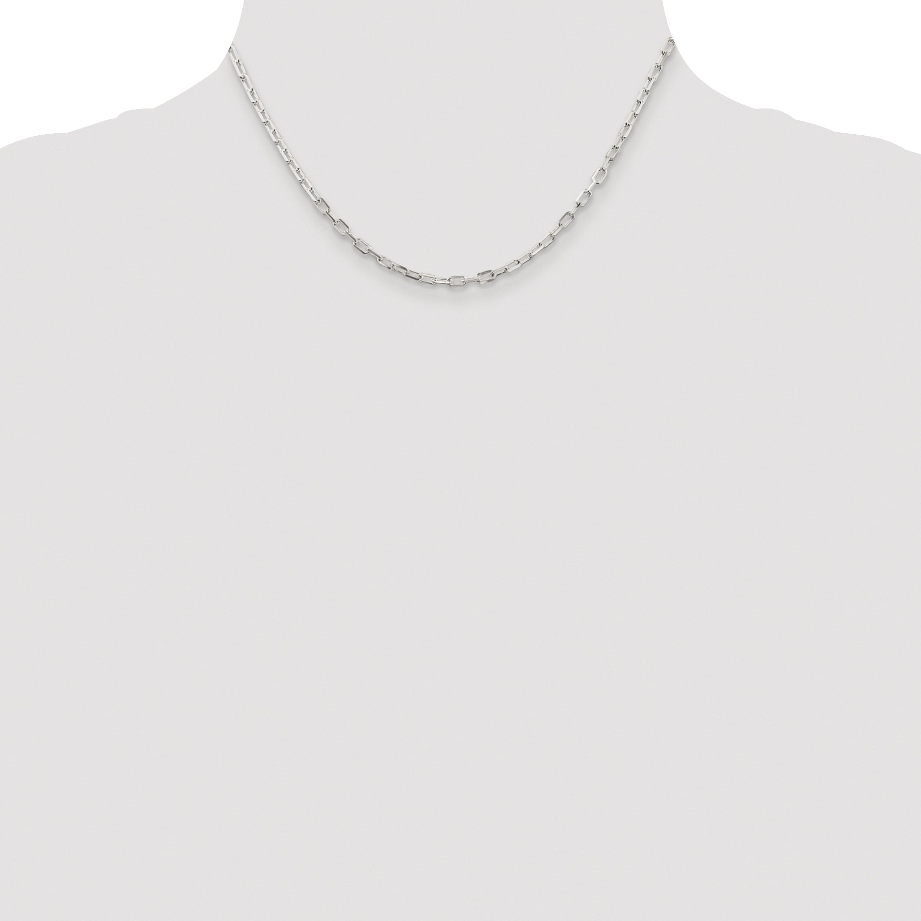 Sterling Silver Rhodium-plated 2.9mm Diamond-Cut Long Link Cable Chain