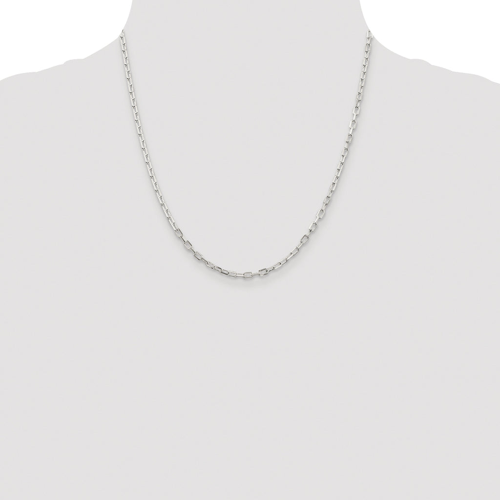 Sterling Silver Rhodium-plated 2.9mm Diamond-Cut Long Link Cable Chain