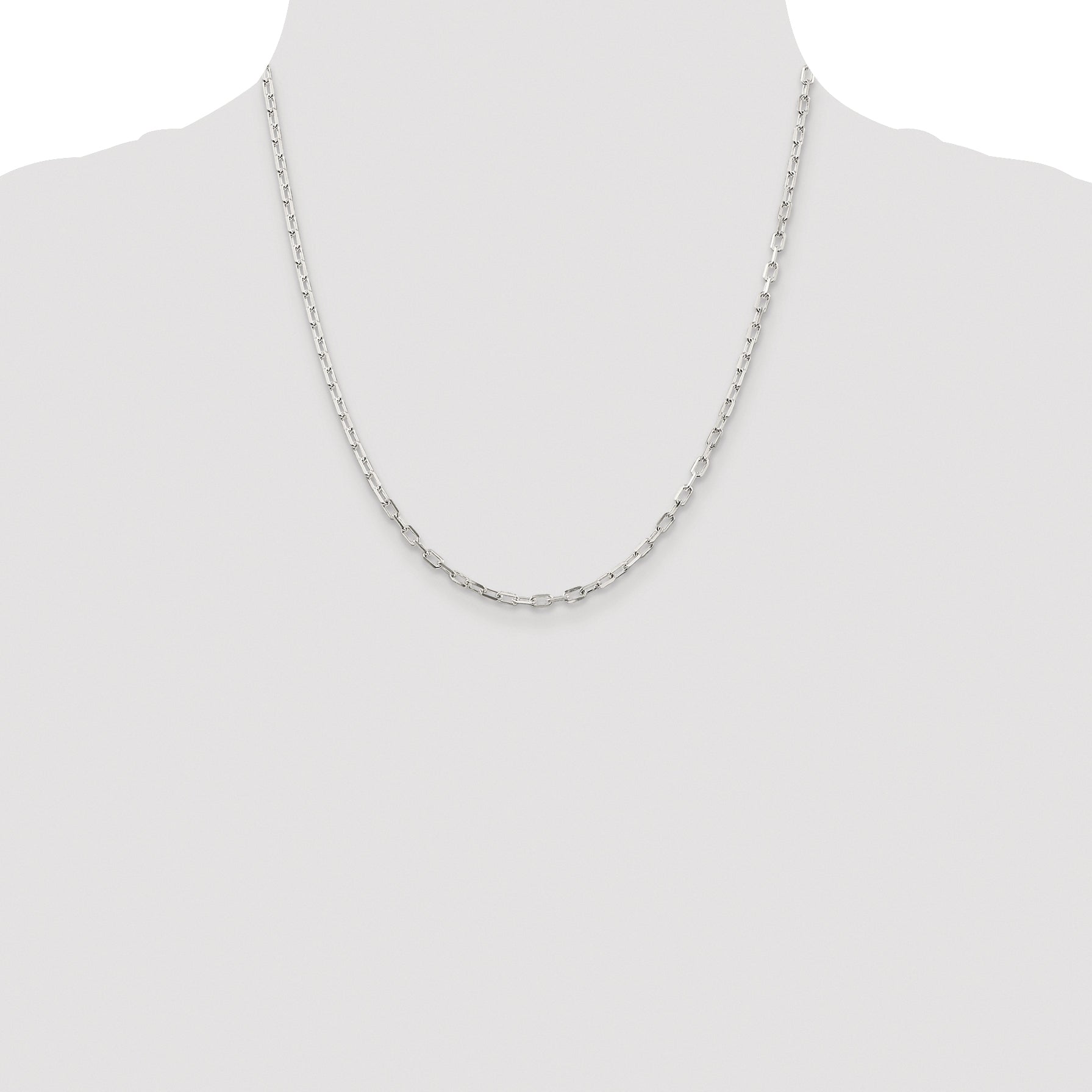 Sterling Silver Rhodium-plated 2.9mm Diamond-cut Long Link Cable Chain