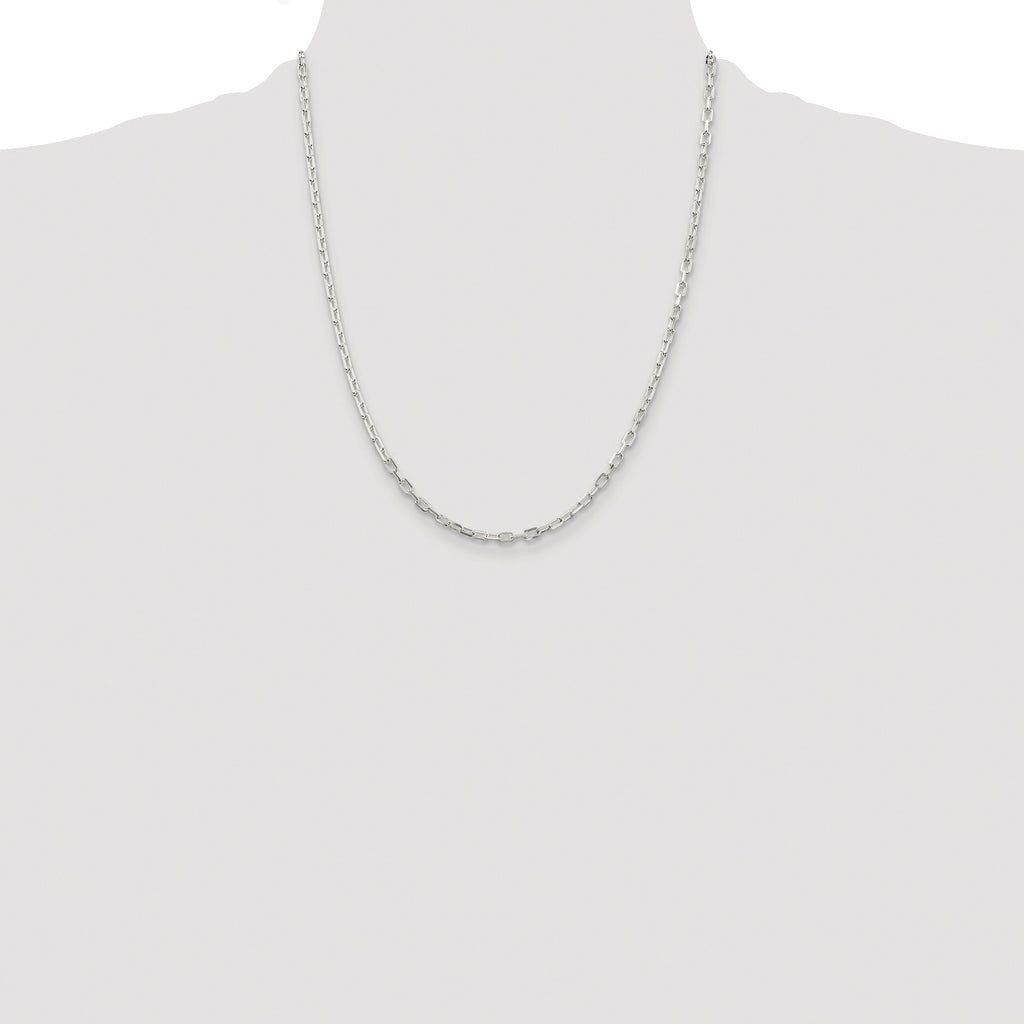 Sterling Silver Rhodium-Plated Diamond-Cut Cable Chain Necklace 2.9mm