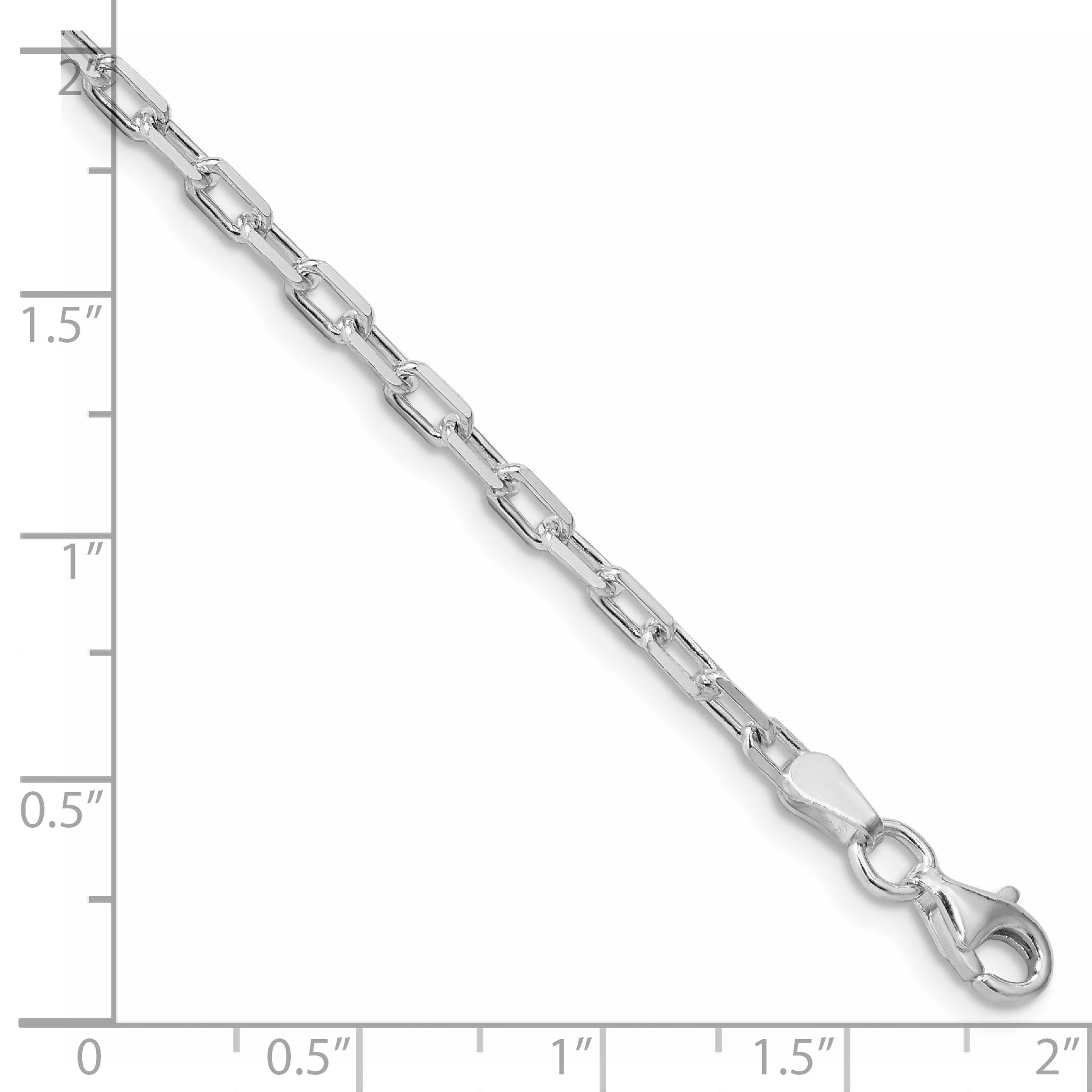 Sterling Silver Rhodium-plated 2.9mm Diamond-cut Long Link Cable Chain Secondary image
