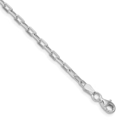 Sterling Silver Rhodium-plated 2.9mm Diamond-cut Long Link Cable Chain